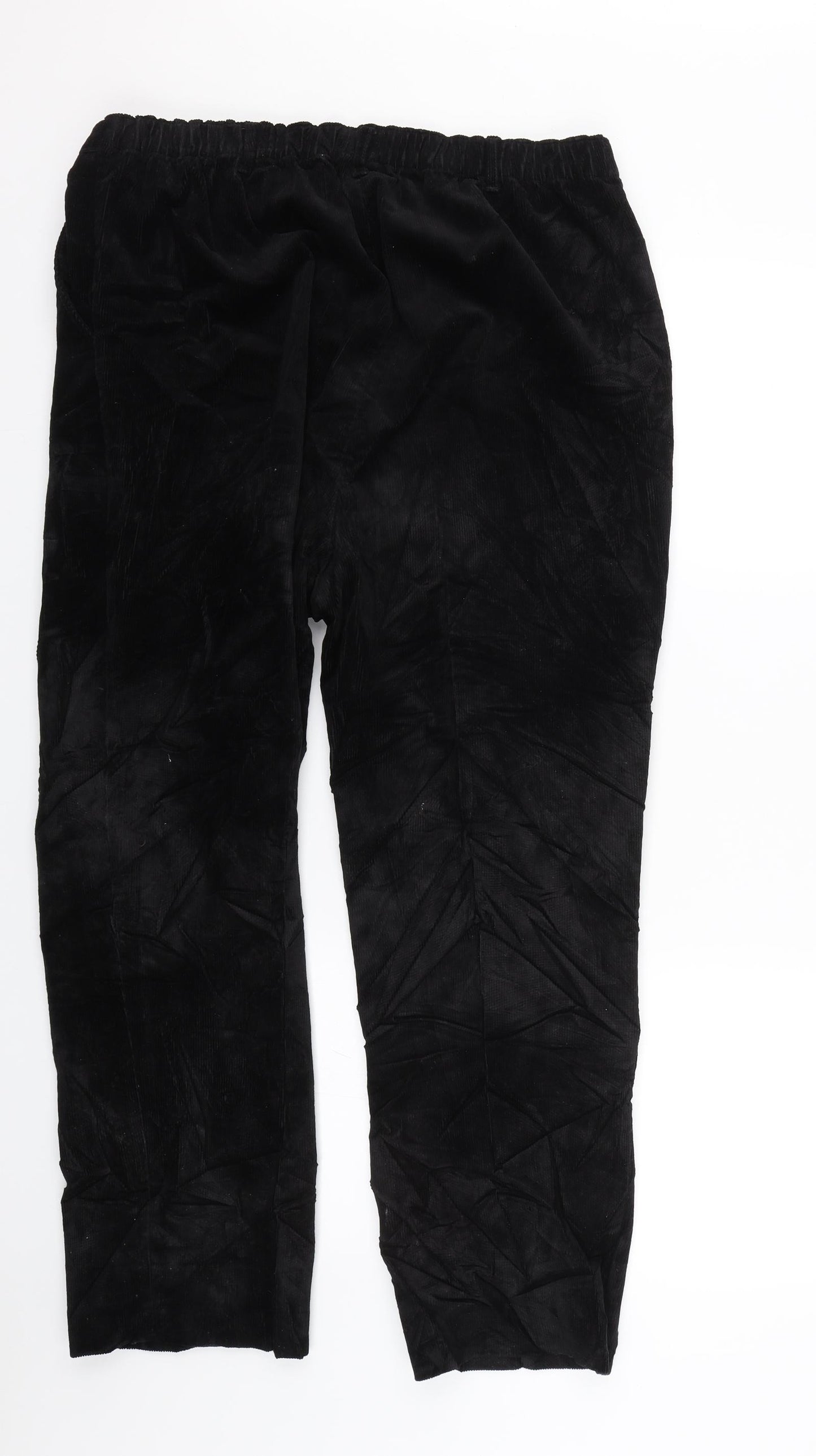 Lands End Womens Black  Corduroy Trousers  Size 16 L24 in