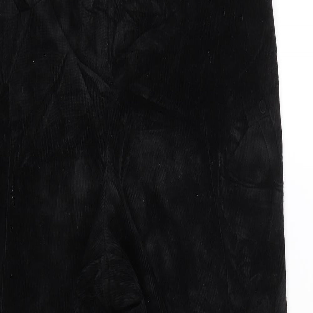 Lands End Womens Black  Corduroy Trousers  Size 16 L24 in