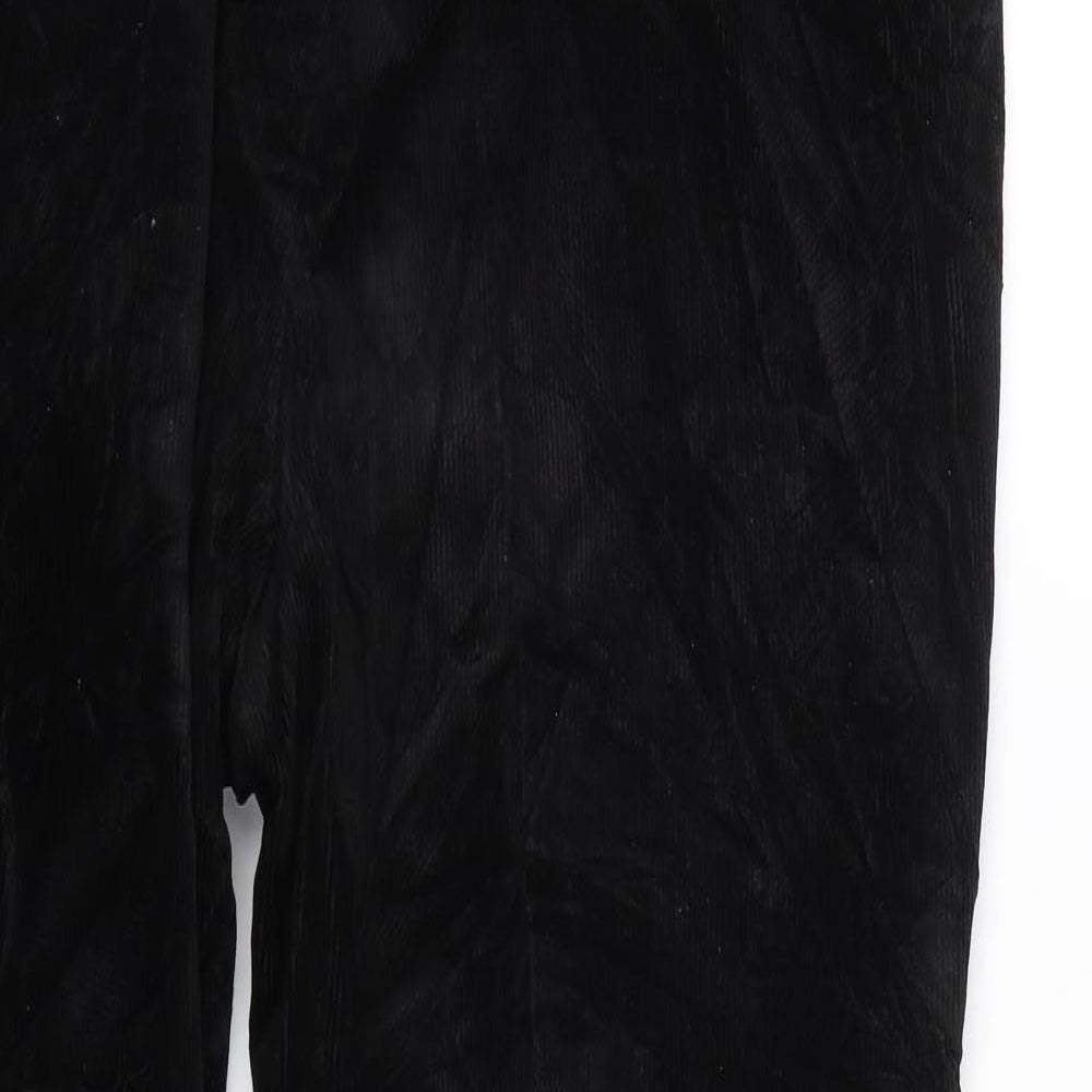 Lands End Womens Black  Corduroy Trousers  Size 16 L24 in