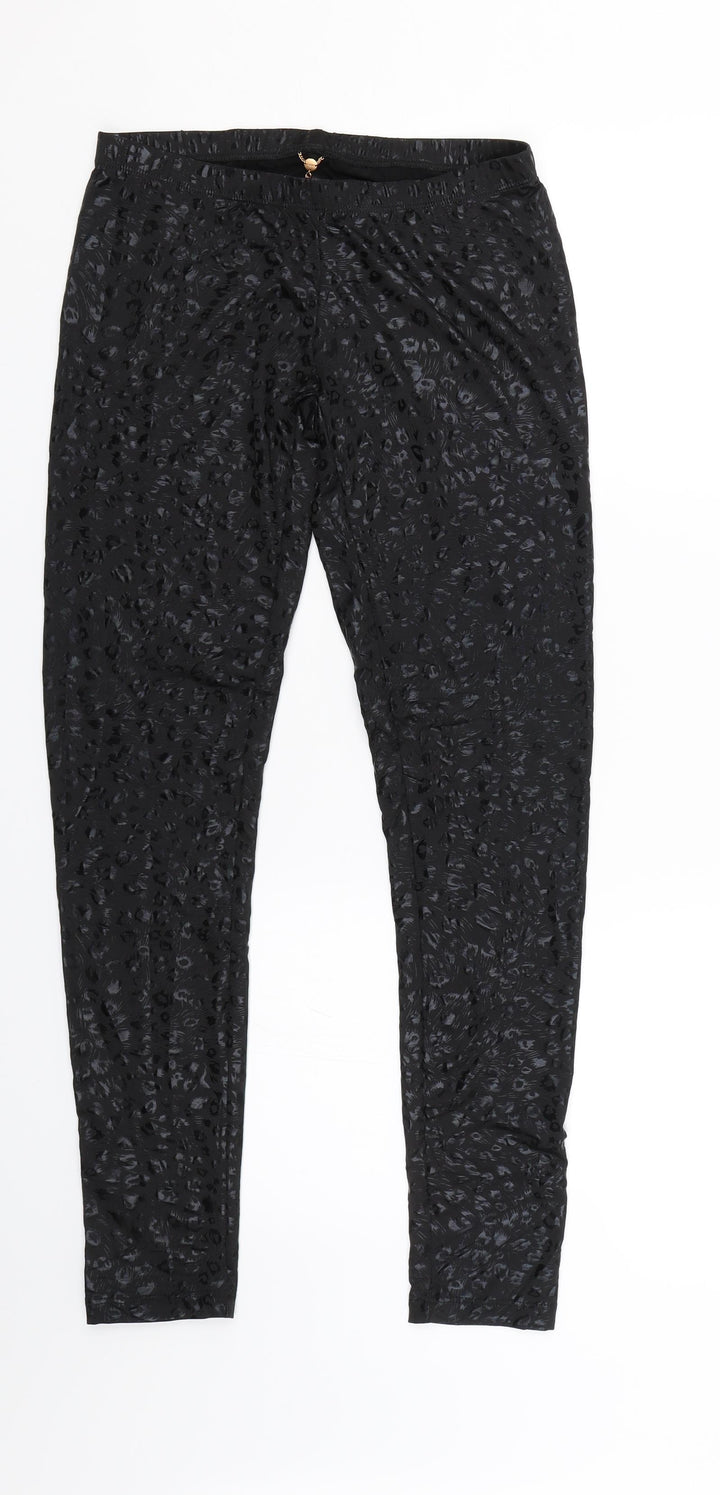 6126 Womens Black Animal Print Capri Leggings Size XS L27 in