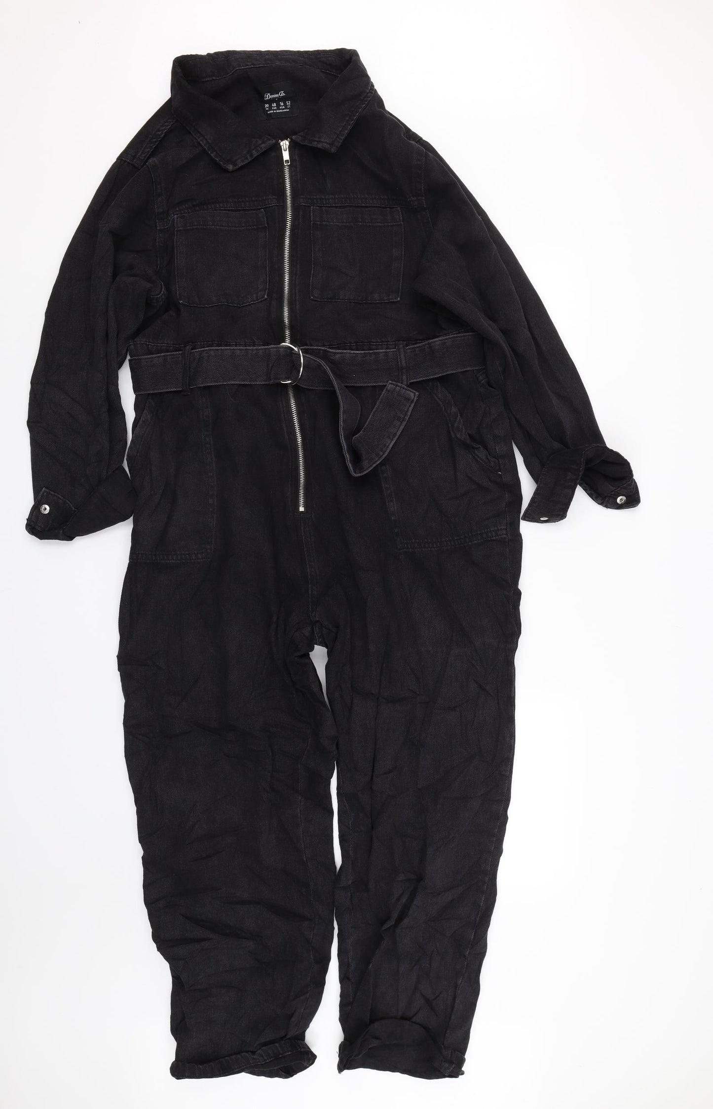 Primark Womens Black  Denim Jumpsuit One-Piece Size 20 L24 in