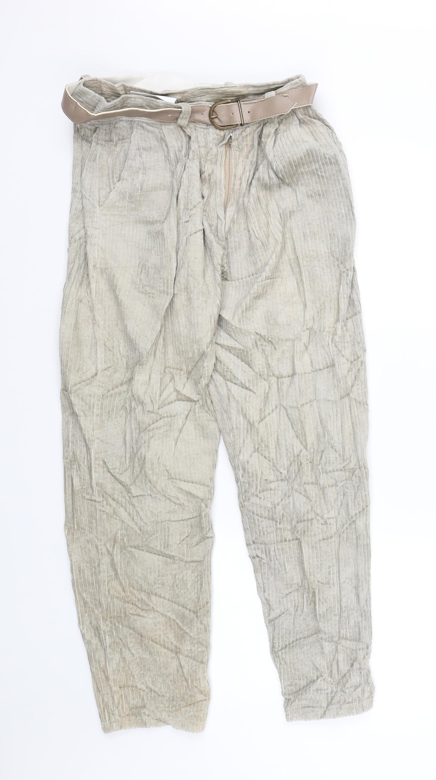 New Look Womens Beige Striped Corduroy Trousers  Size 28 L23 in