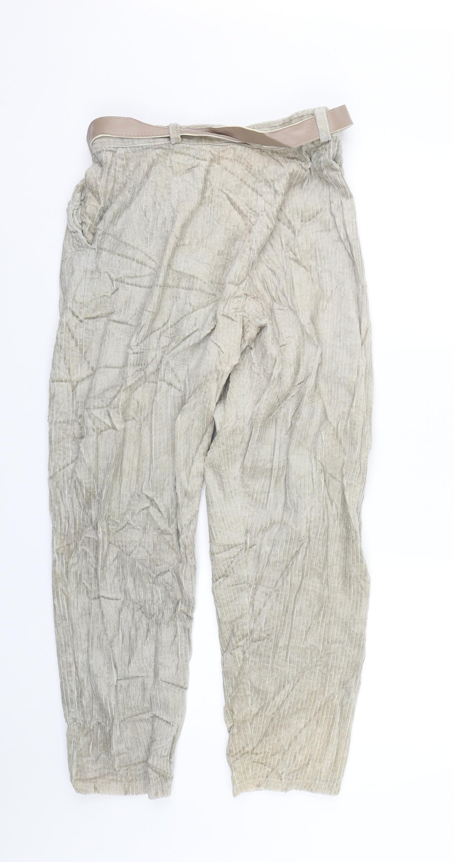 New Look Womens Beige Striped Corduroy Trousers  Size 28 L23 in