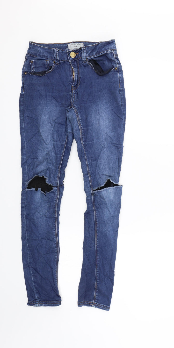 New Look Girls Blue  Denim Skinny Jeans Size 13 Years - Distressed
