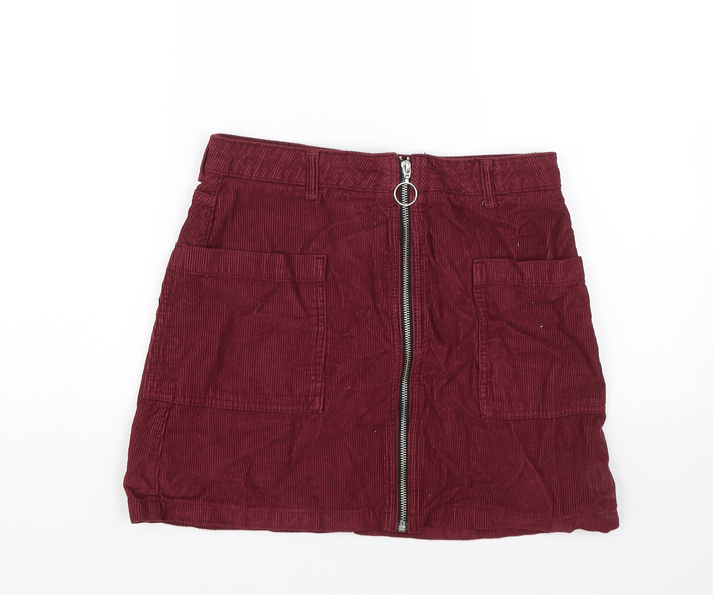 Topshop Womens Purple  Corduroy Straight & Pencil Skirt Size 10