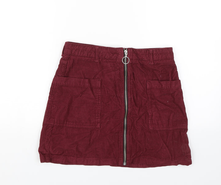 Topshop Womens Purple  Corduroy Straight & Pencil Skirt Size 10