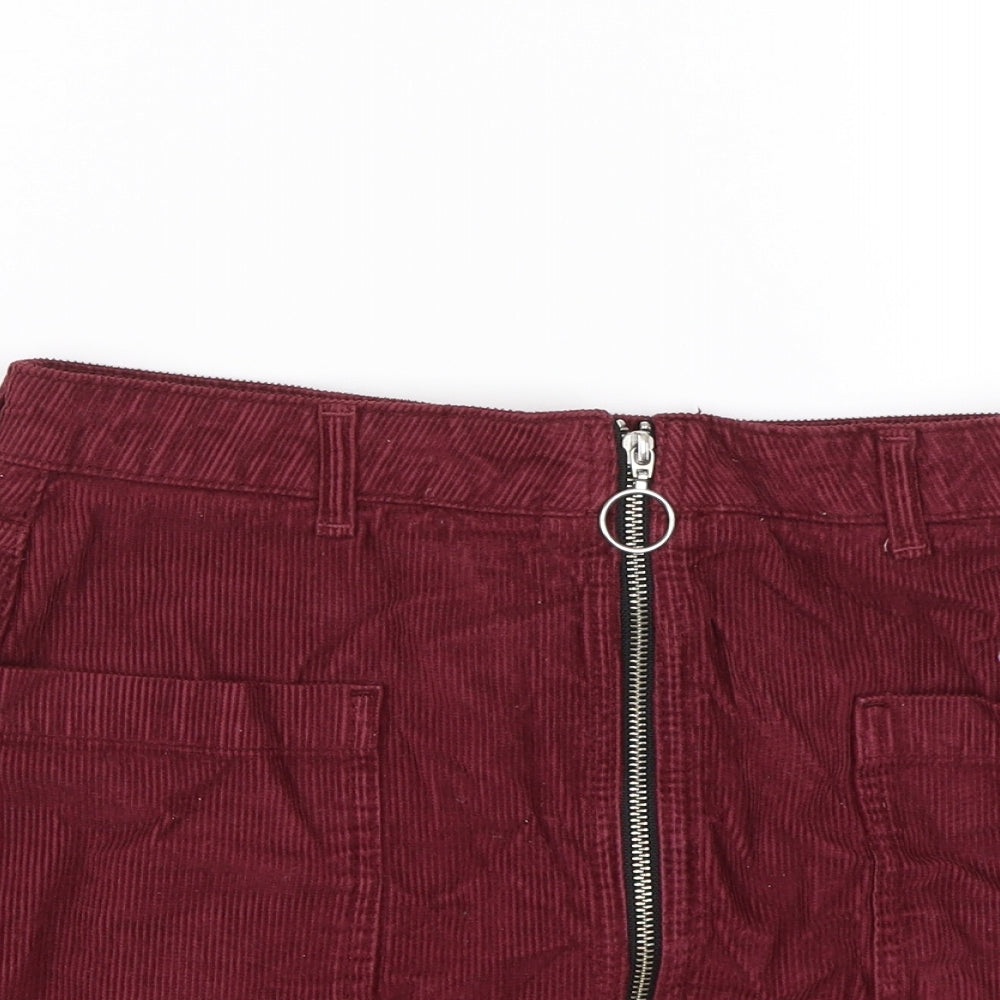 Topshop Womens Purple  Corduroy Straight & Pencil Skirt Size 10