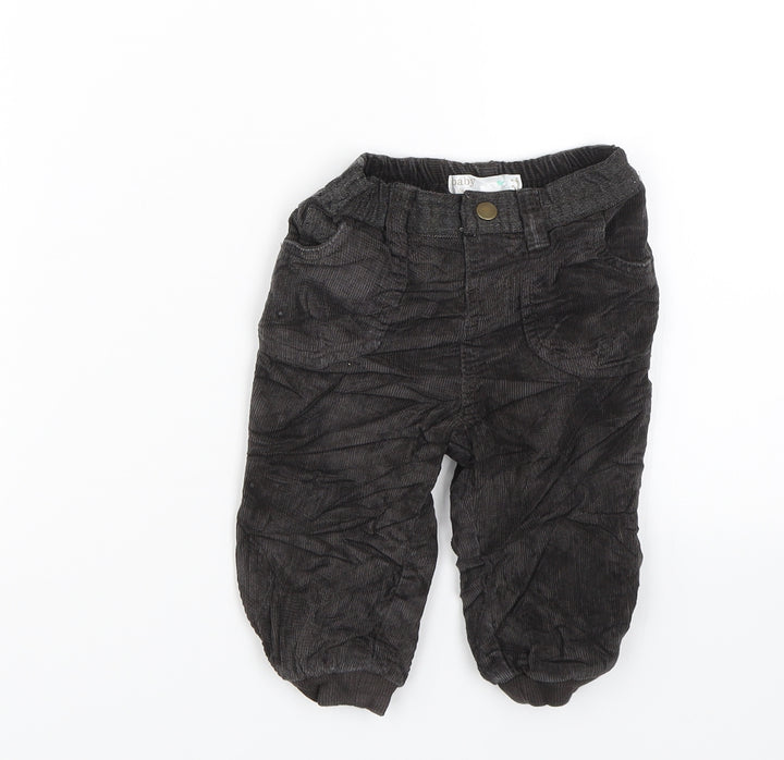 M&Co Boys Black Corduroy Jogger Trousers Size 6-9 Months