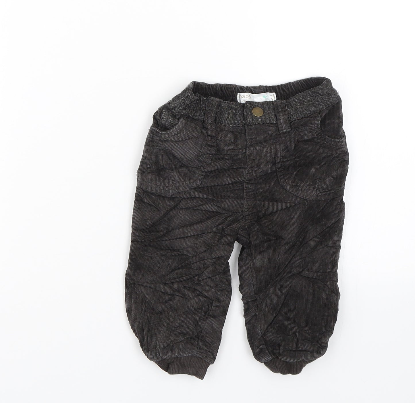 M&Co Boys Black  Corduroy Jogger Trousers Size 6-9 Months