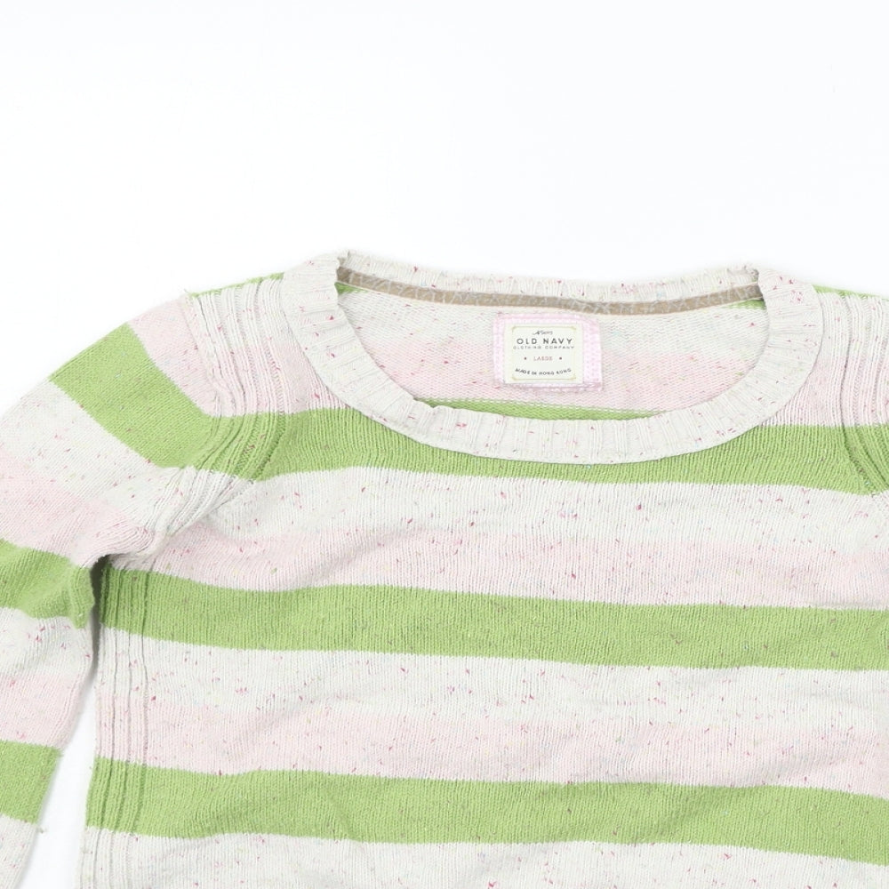 Old Navy Womens Green Striped  Pullover Jumper Size L
