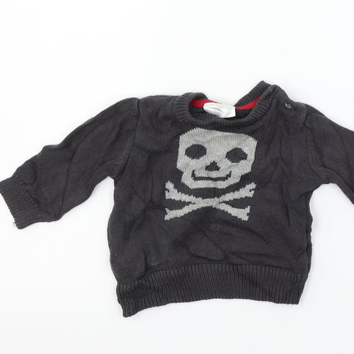F&F Girls Grey Geometric  Pullover Jumper Size 3-6 Months