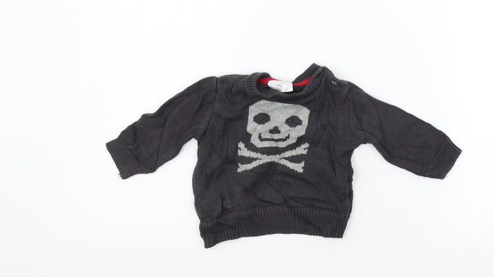 F&F Girls Grey Geometric Pullover Jumper Size 3-6 Months
