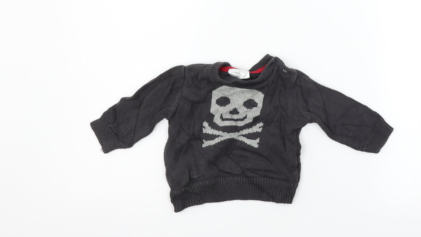 F&F Girls Grey Geometric  Pullover Jumper Size 3-6 Months
