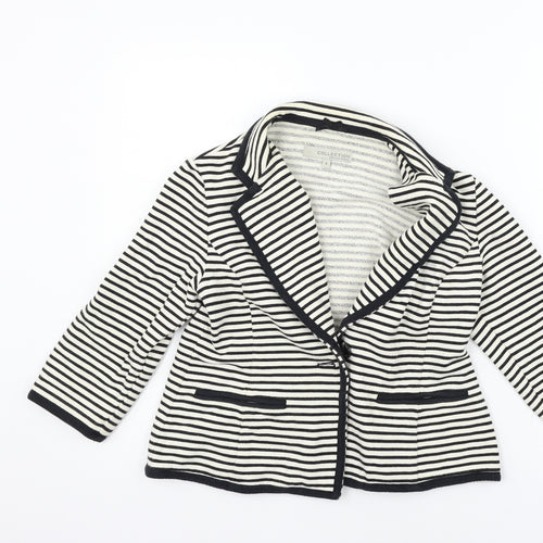John Lewis Womens White Striped  Cardigan Jumper Size 8