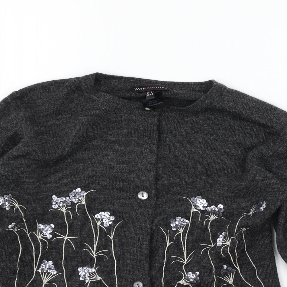 Warehouse Womens Grey   Cardigan Jumper Size 8