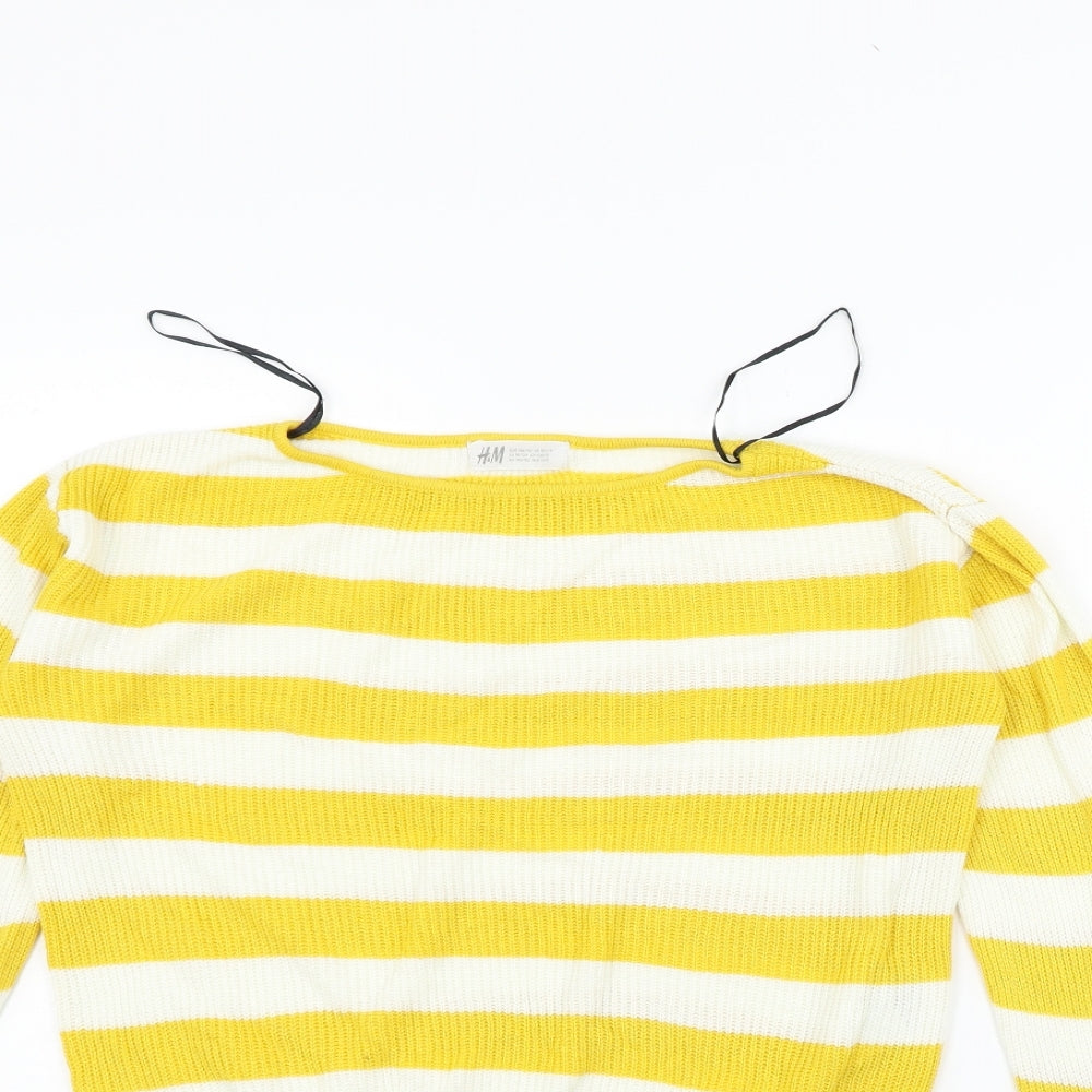 H&M Girls Yellow Striped  Pullover Jumper Size 11-12 Years