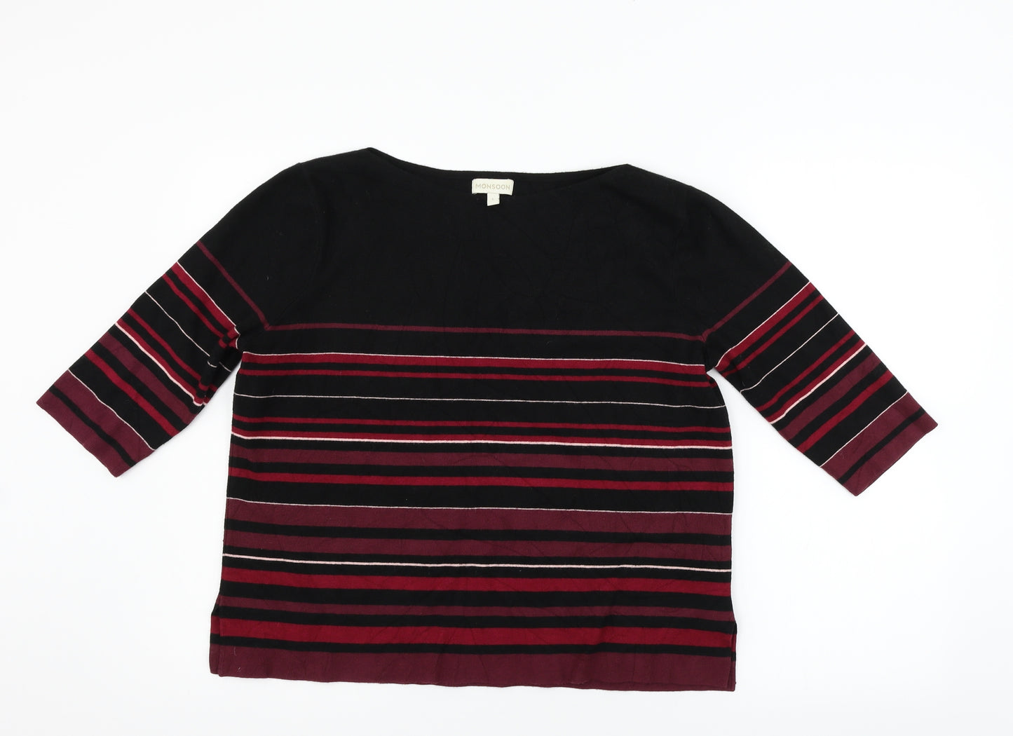 Monsoon Womens Black Striped  Pullover Jumper Size L