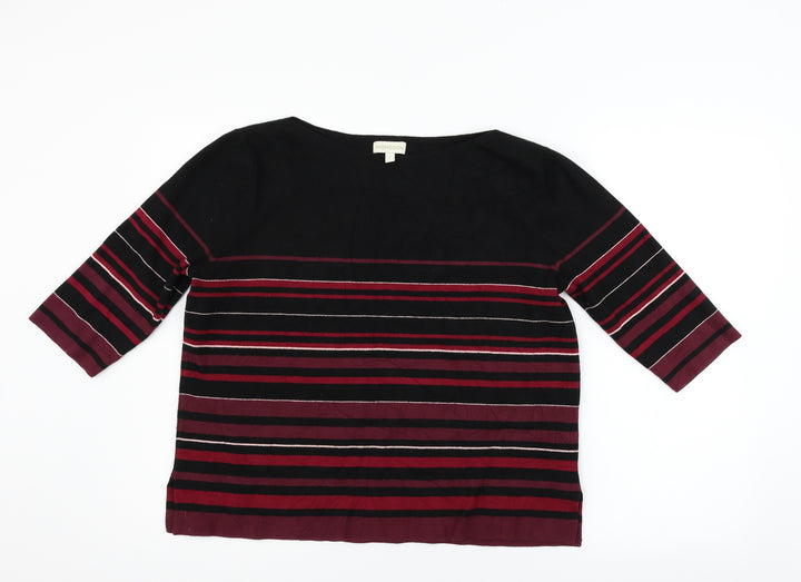 Monsoon Womens Black Striped  Pullover Jumper Size L