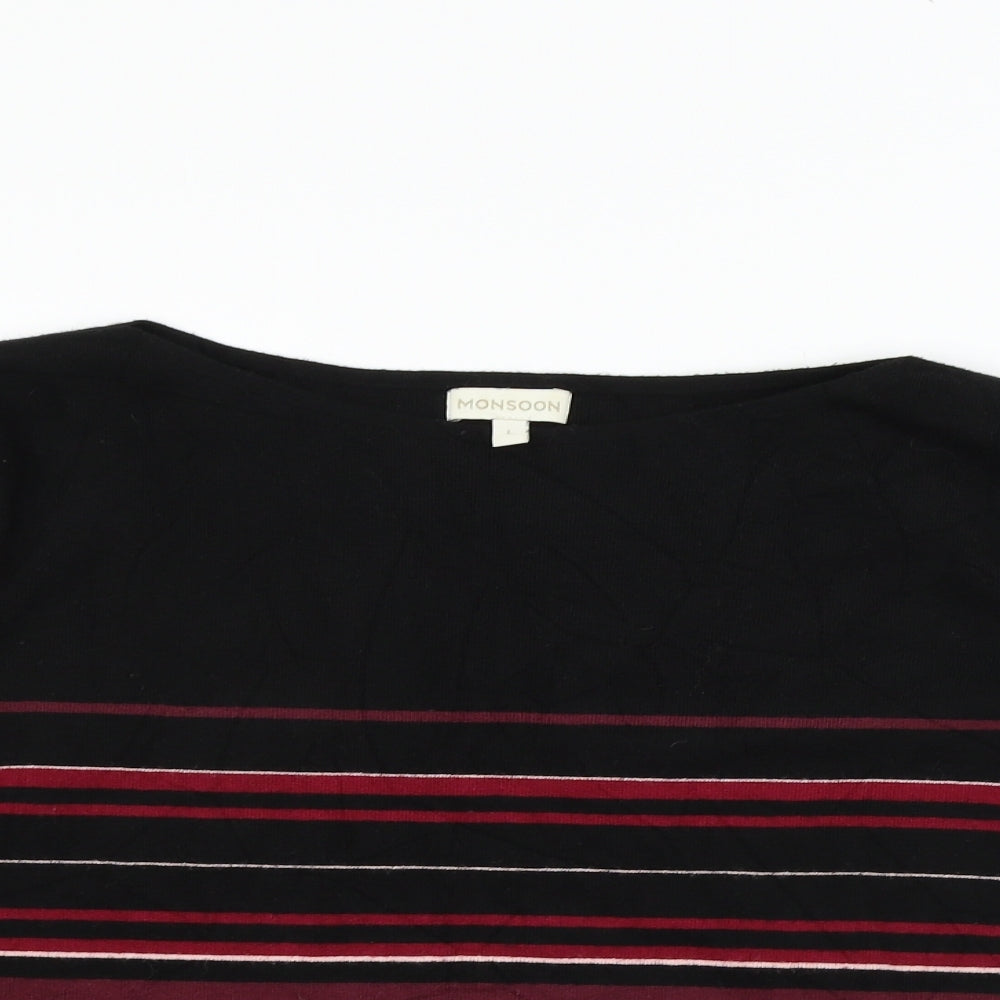 Monsoon Womens Black Striped  Pullover Jumper Size L