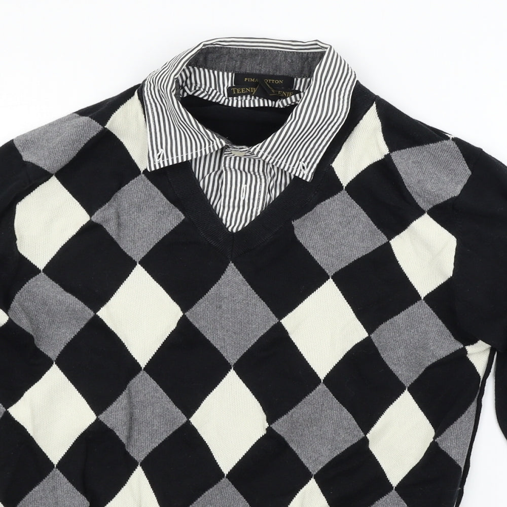 Teenie Weenie Womens Black Geometric  Pullover Jumper Size L