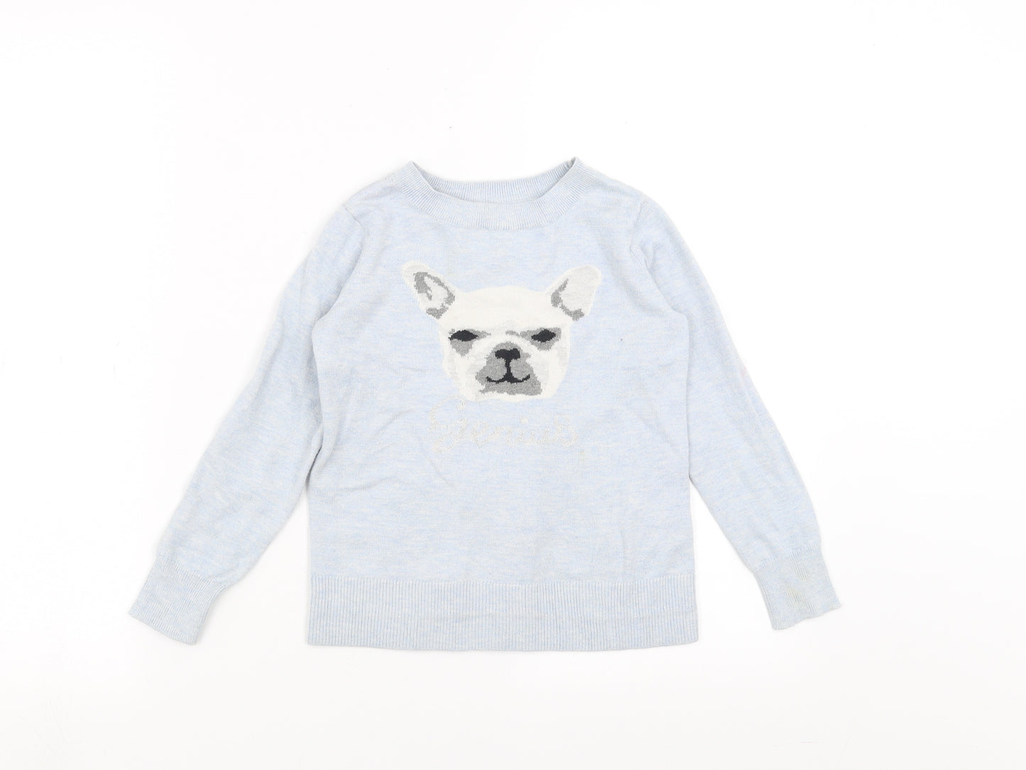 Gap Girls Blue  Knit Pullover Jumper Size 6-7 Years  - dog