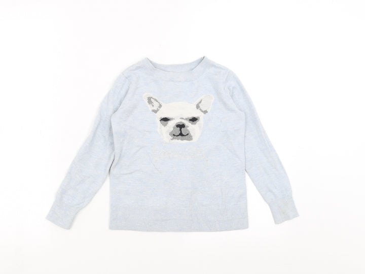 Gap Girls Blue  Knit Pullover Jumper Size 6-7 Years  - dog