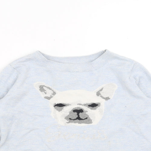 Gap Girls Blue  Knit Pullover Jumper Size 6-7 Years  - dog