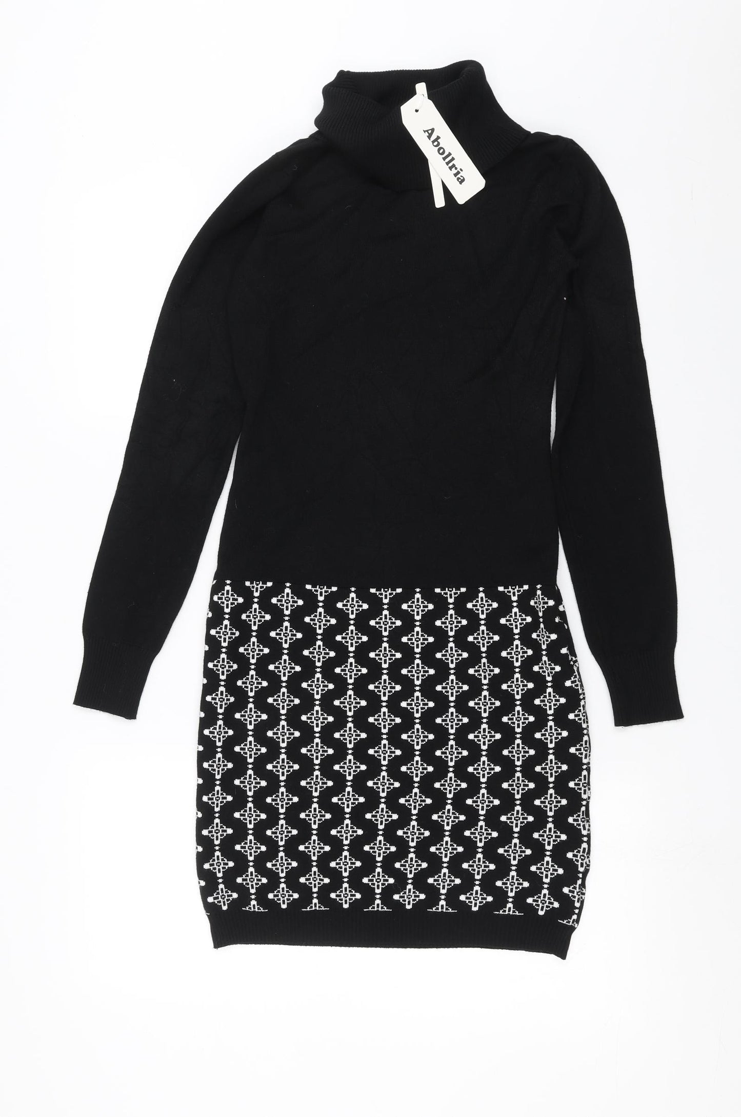 Abollria Womens Black  Knit Jumper Dress  Size M
