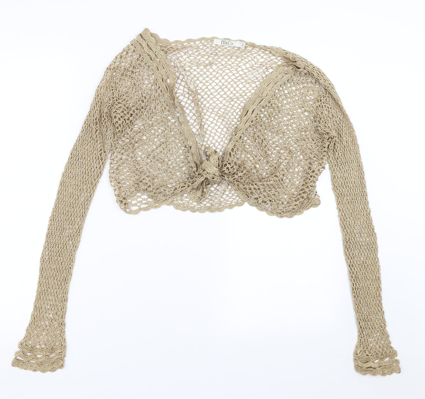 M&Co Womens Beige  Knit Shrug Jumper Size L  - open knit