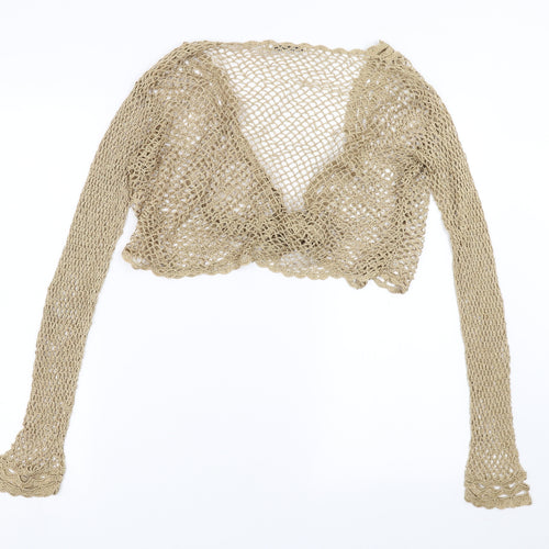 M&Co Womens Beige  Knit Shrug Jumper Size L  - open knit