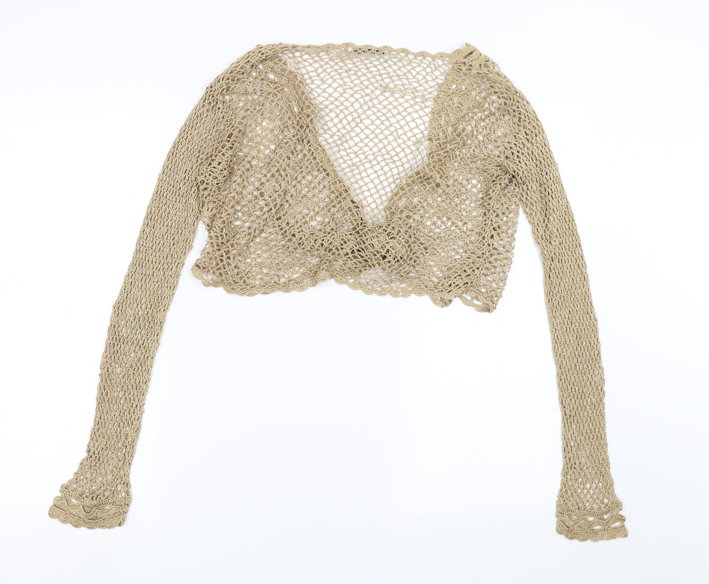 M&Co Womens Beige  Knit Shrug Jumper Size L  - open knit