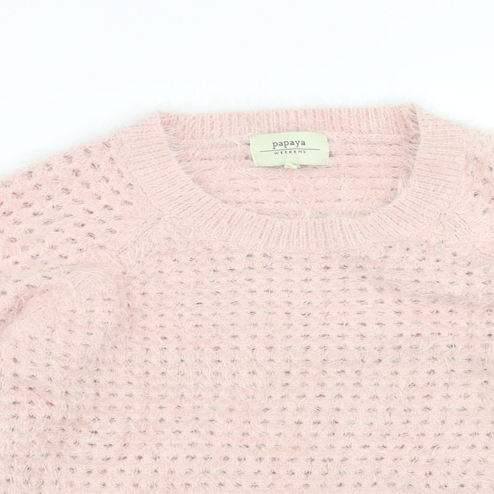 Papaya Womens Pink  Knit Pullover Jumper Size 14  - fluffy
