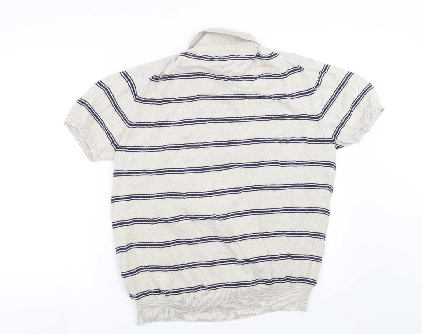 Marks and Spencer Mens Beige Striped Knit  Polo Size L