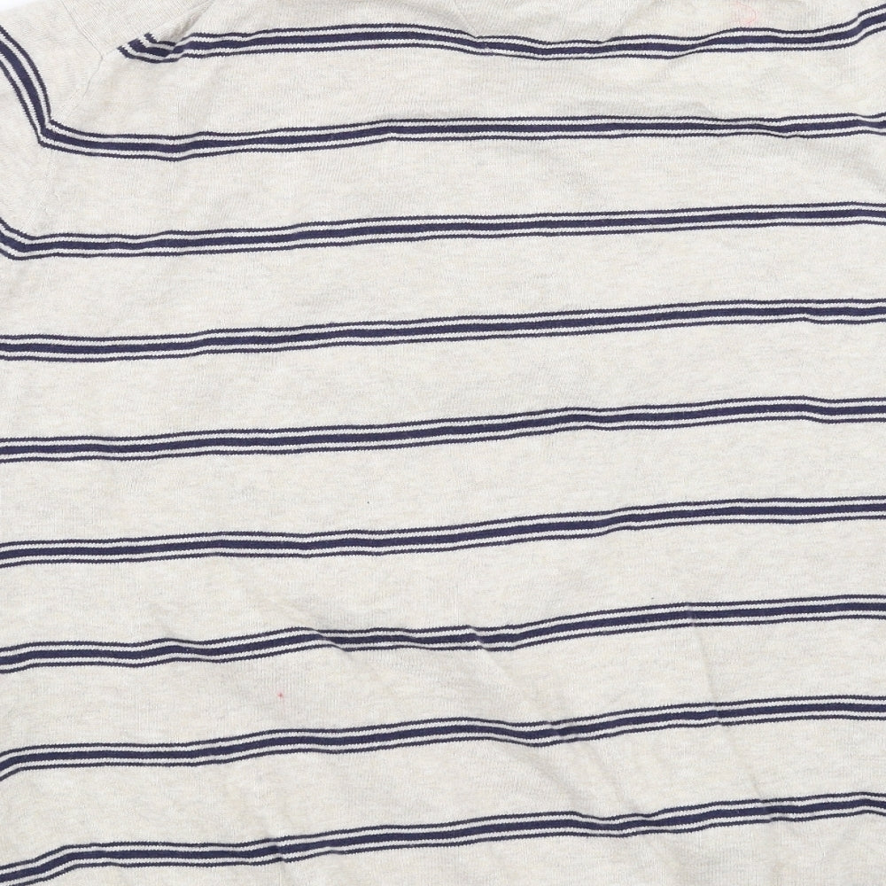 Marks and Spencer Mens Beige Striped Knit  Polo Size L