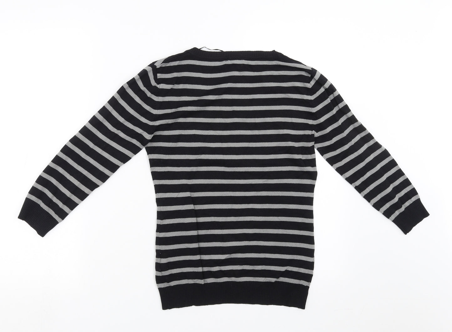 H&M Womens Black Striped Knit Pullover Jumper Size M