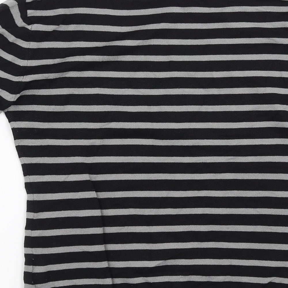 H&M Womens Black Striped Knit Pullover Jumper Size M