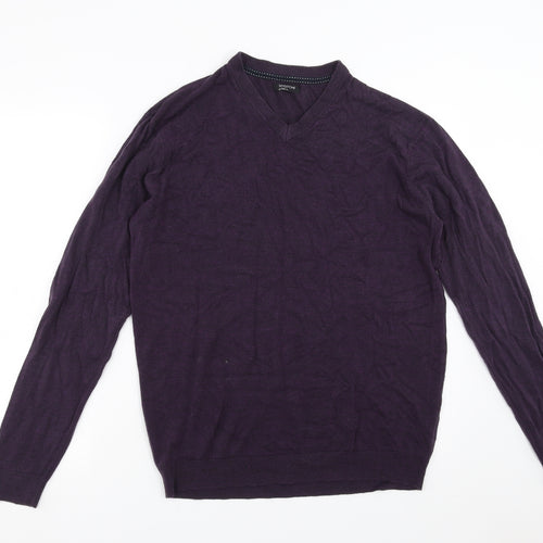 M&Co Mens Purple  Knit Pullover Jumper Size L