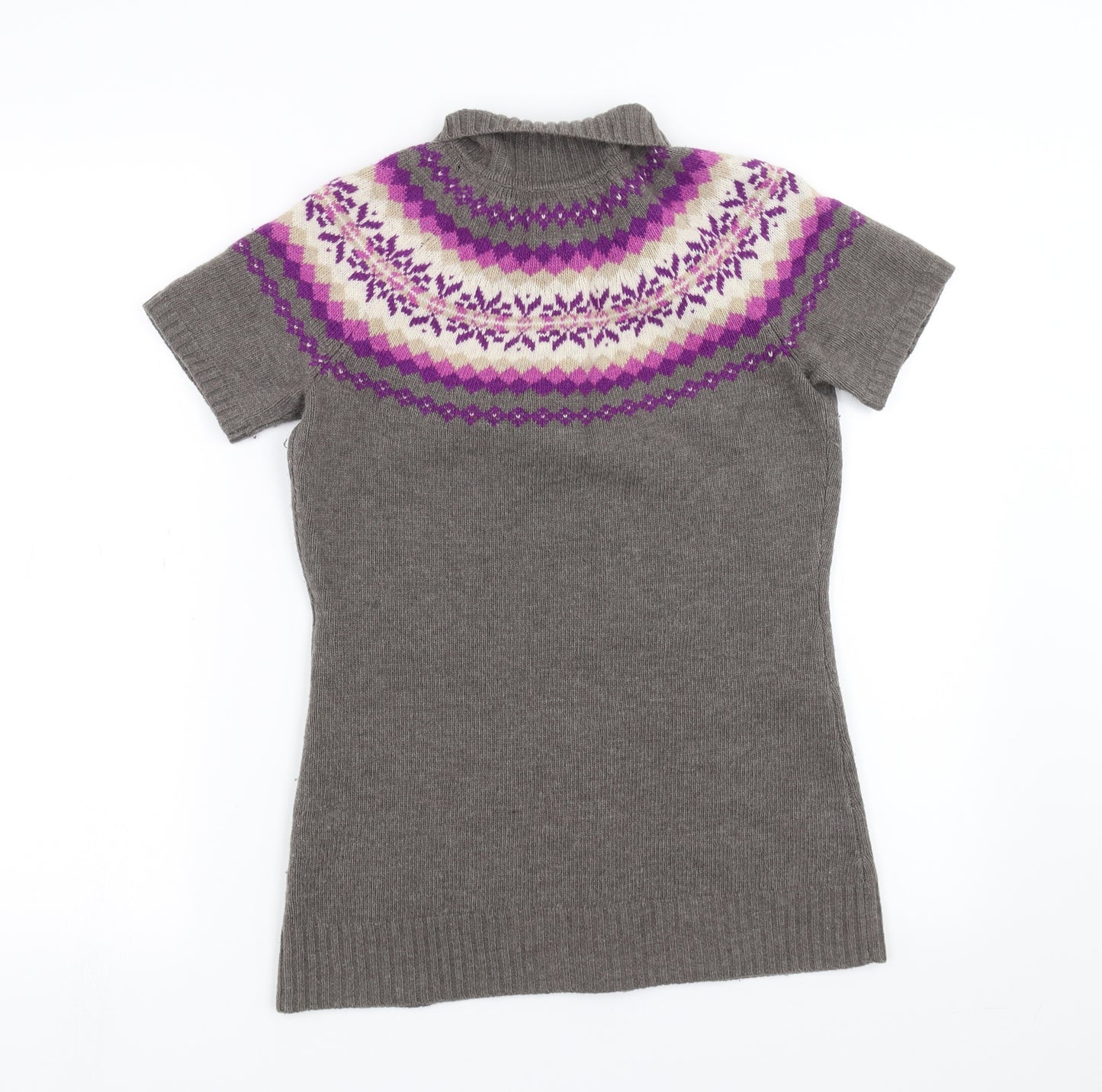 Esprit Womens Grey Geometric Knit Cardigan Jumper Size XS
