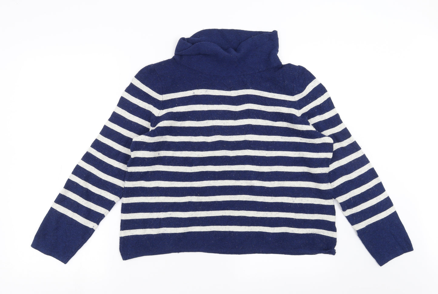Seasalt Cornwall Womens Blue Striped Knit Pullover Jumper Size 16