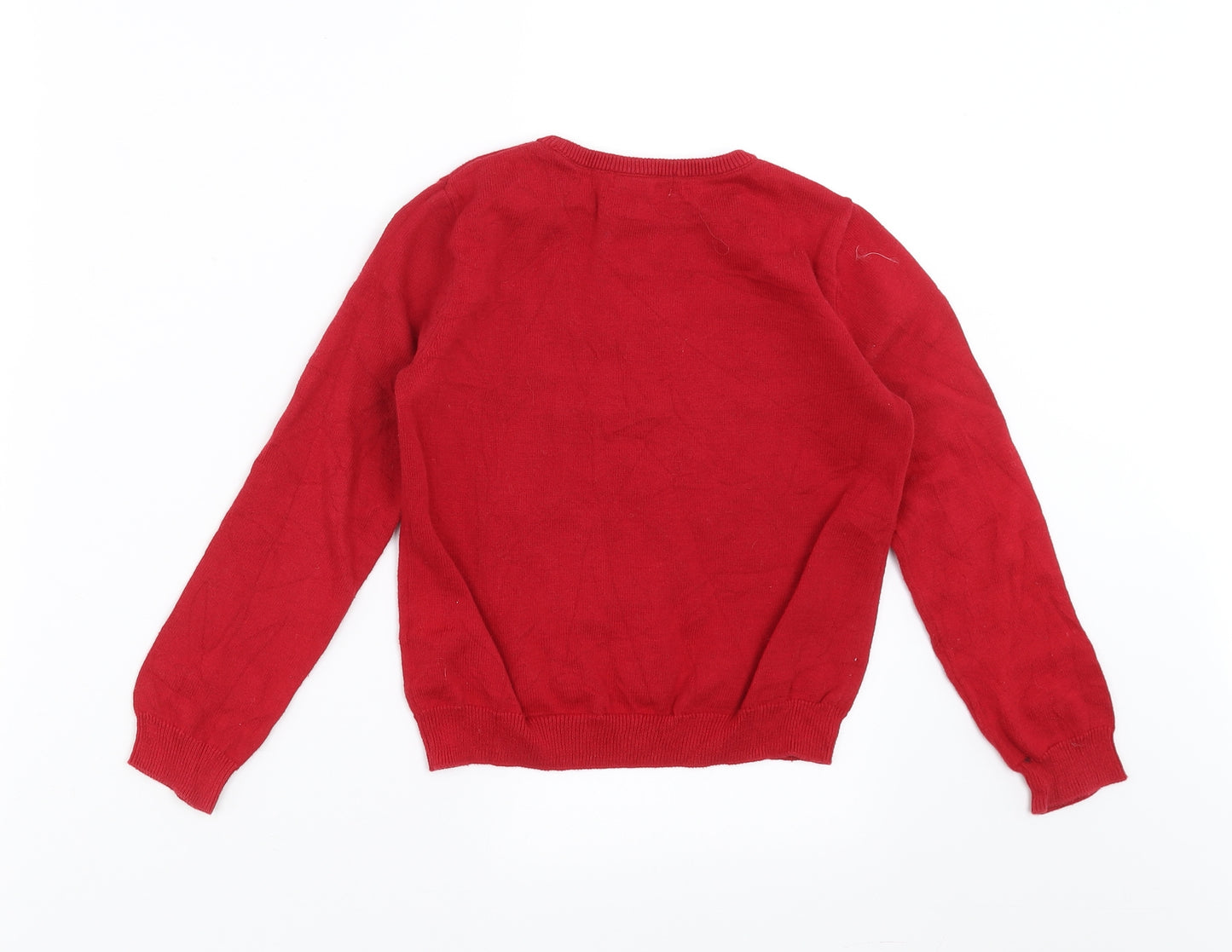 H&M Girls Red  Knit Pullover Jumper Size 6-7 Years  - heart pattern