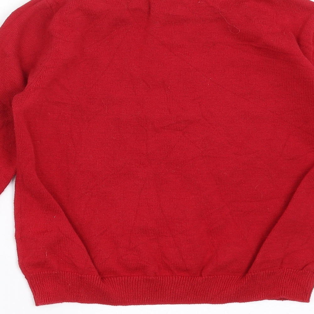 H&M Girls Red  Knit Pullover Jumper Size 6-7 Years  - heart pattern