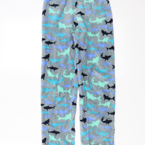 Primark Boys Grey Solid Fleece  Pyjama Pants Size 7-8 Years  - Shark pattern