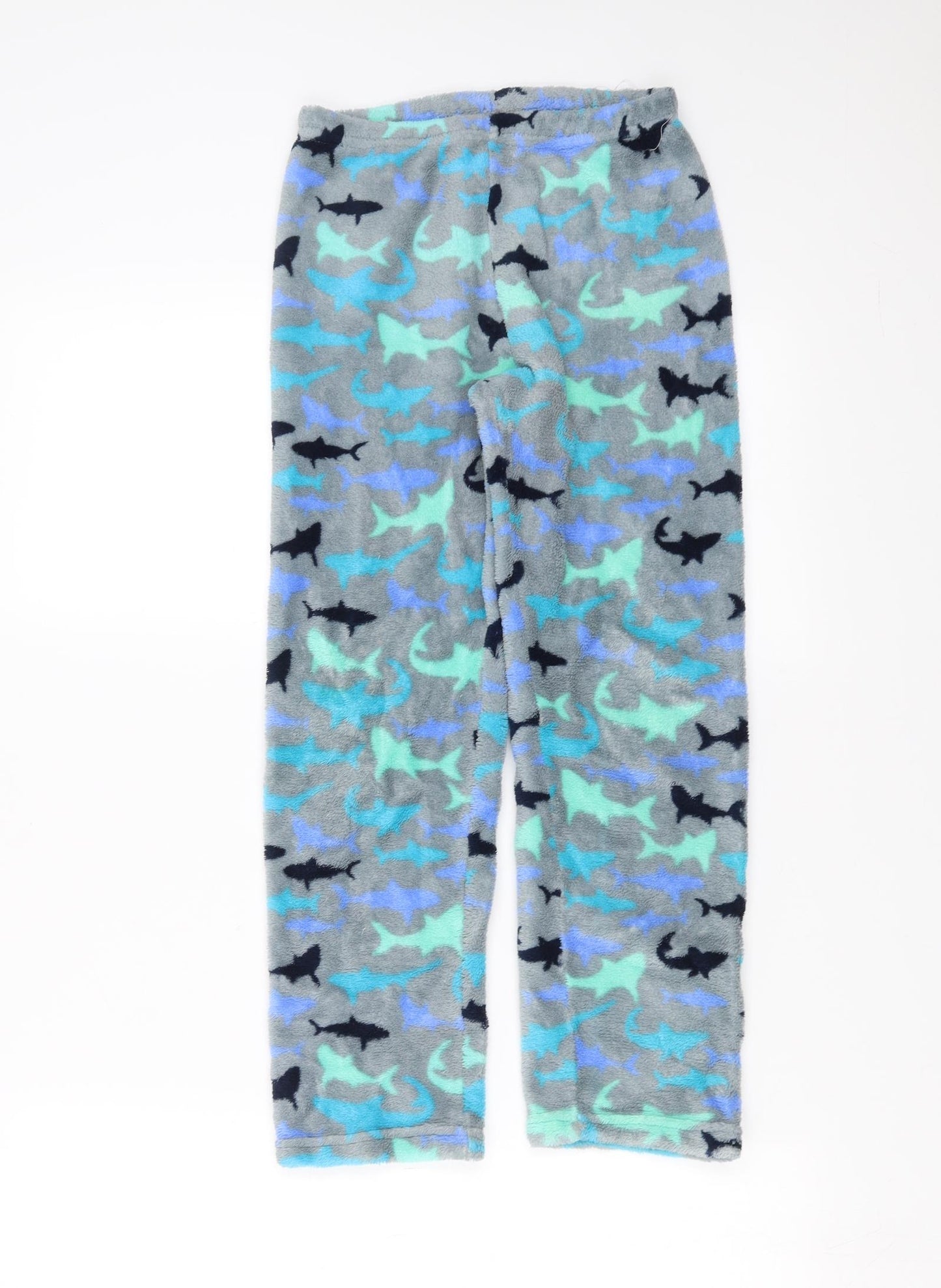 Primark Boys Grey Solid Fleece  Pyjama Pants Size 7-8 Years  - Shark pattern