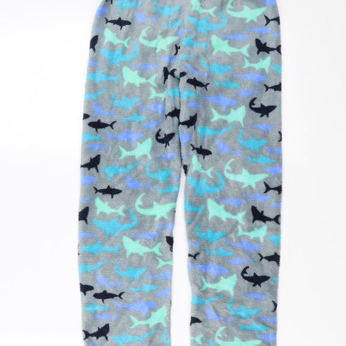 Primark Boys Grey Solid Fleece  Pyjama Pants Size 7-8 Years  - Shark pattern