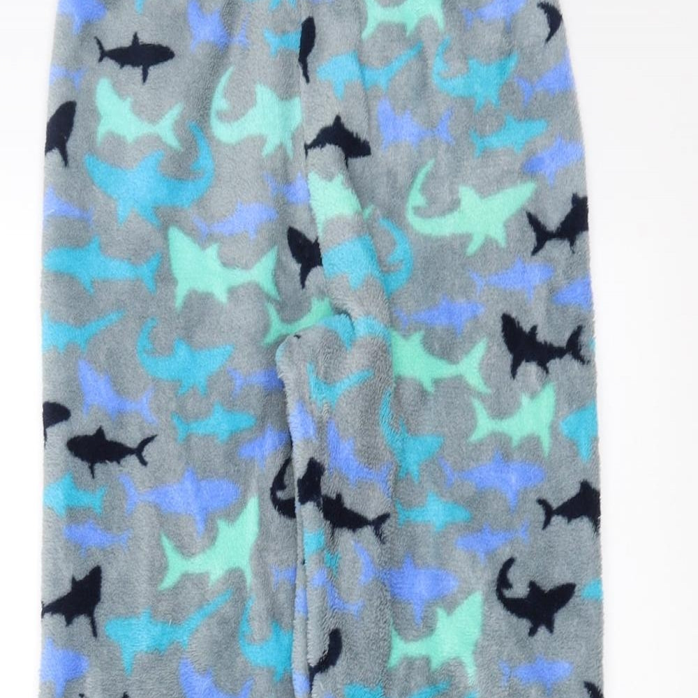Primark Boys Grey Solid Fleece  Pyjama Pants Size 7-8 Years  - Shark pattern