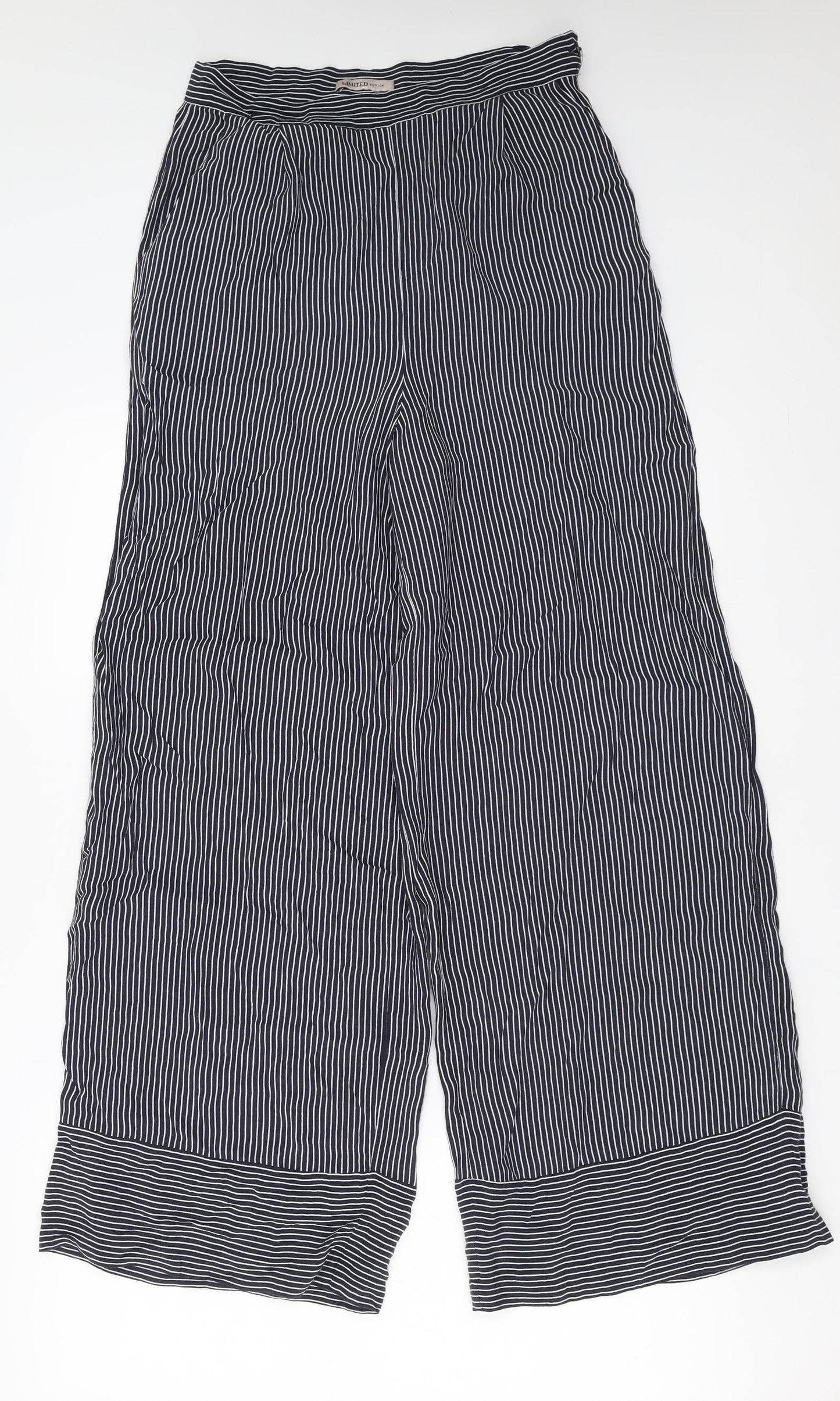 Marks and Spencer Womens Blue Striped  Trousers  Size 8 L29 in