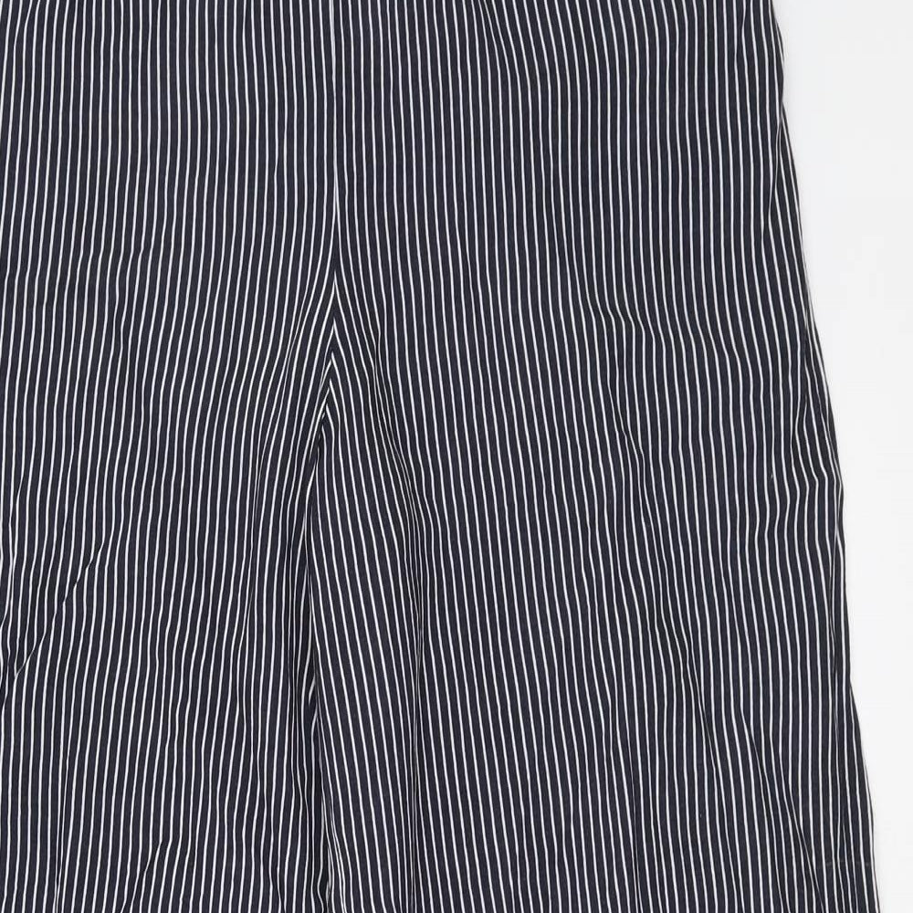Marks and Spencer Womens Blue Striped  Trousers  Size 8 L29 in