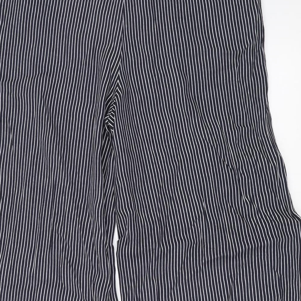 Marks and Spencer Womens Blue Striped  Trousers  Size 8 L29 in