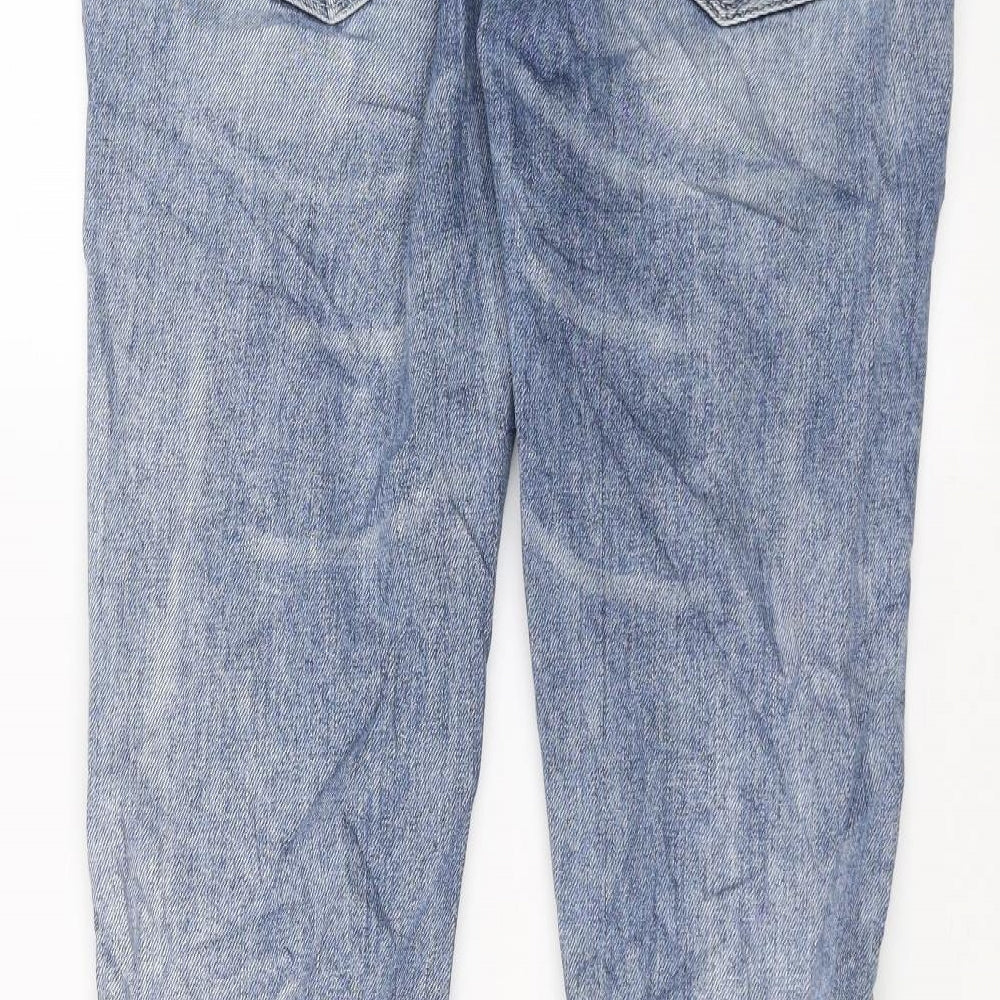 H&M Mens Blue  Denim Straight Jeans Size 34 in L35 in - Distressed