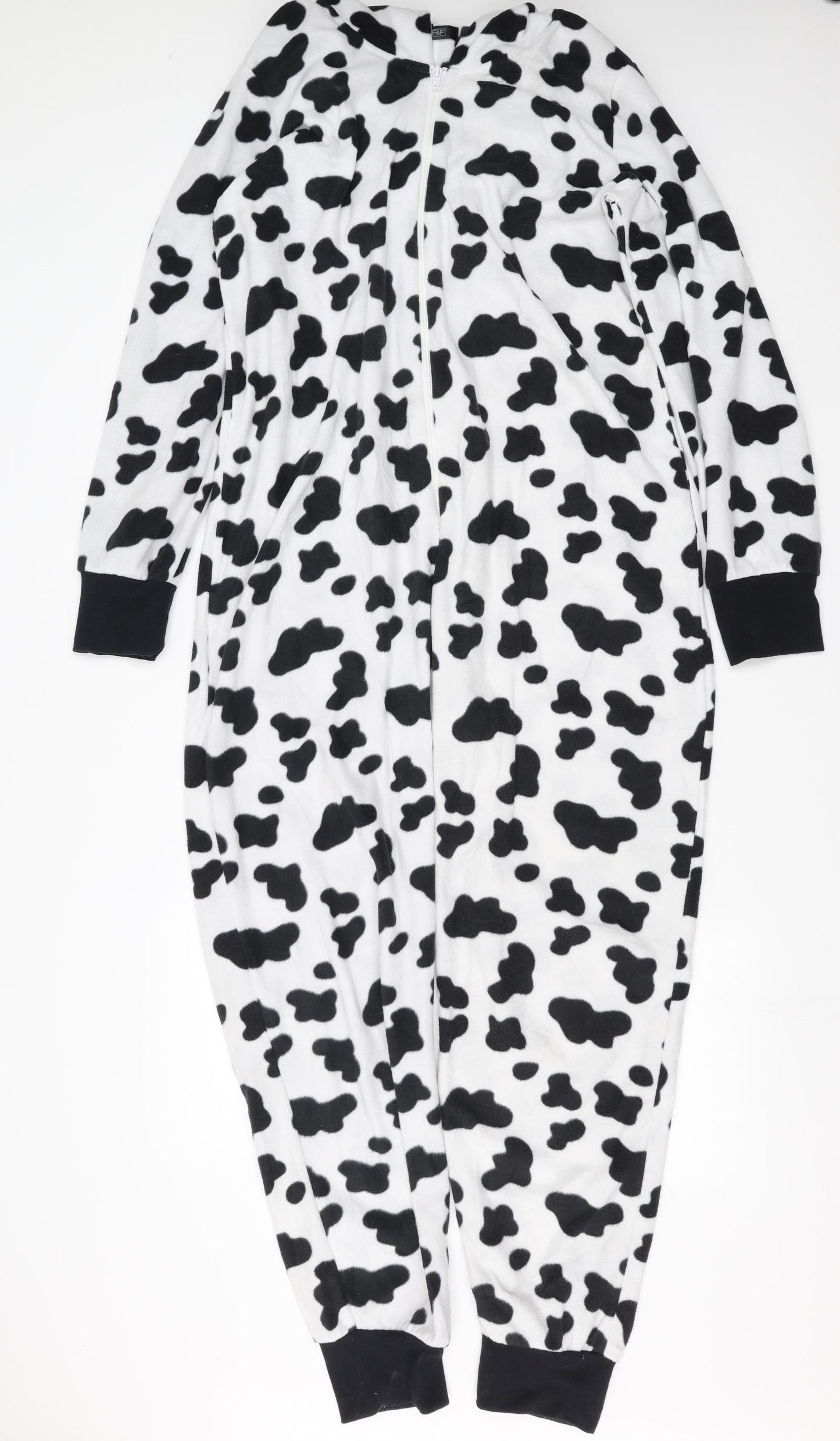 F&F Womens White Animal Print Fleece Top One Piece Size 16  - cow print onesie